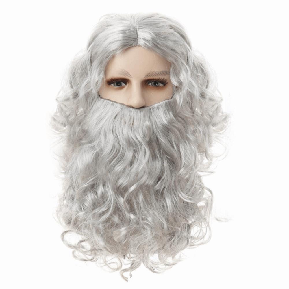 White Beard Santa Beard Wig Full Set Beard And Wig Set Combo Santa Claus Beard Wig Christmas Party
