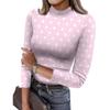 Women's Slim Bottom T-shirt Fashion Casual Polka Dot Printing Round Neck Pullover 3/4 Sleeve Top