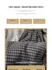 High-Waisted Retro Plaid Wool Pants, Plus Velvet, Women's Autumn/Winter 2024, Black/Gray, Wide-Leg, Straight-Leg, Slimming Fit.