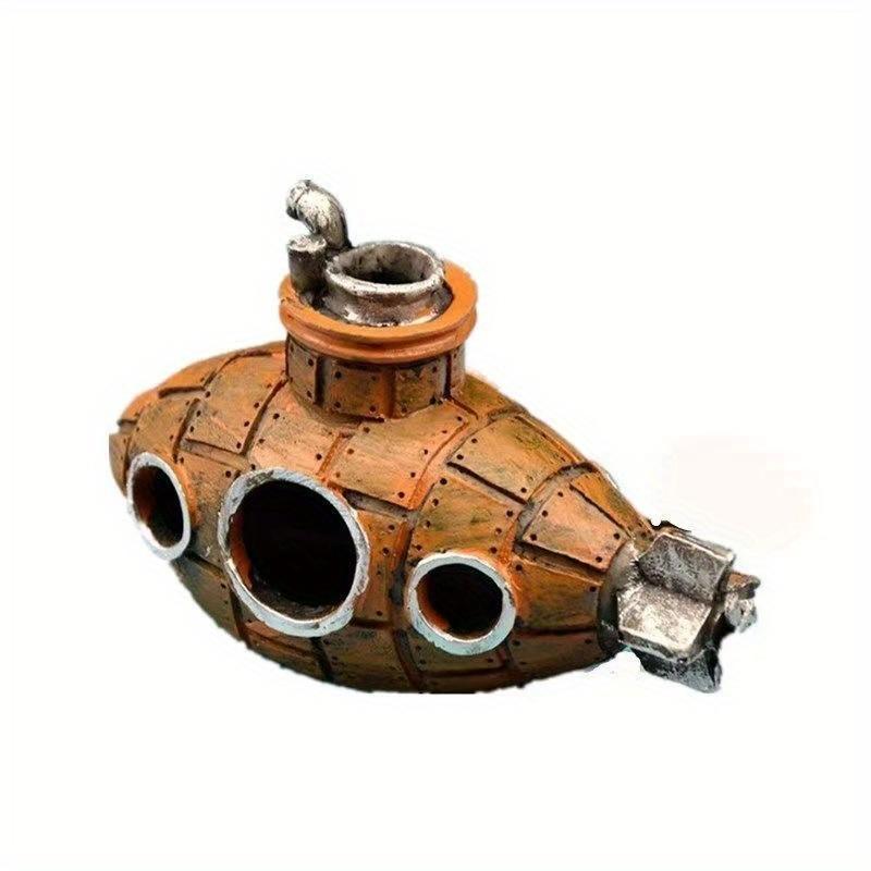 

Аквариум для маленьких рыбок, домик для укрытия из смолы, подводная лодка, украшения, ландшафт, подводная лодка, аквариум, принадлежности для аквариума оранжевый