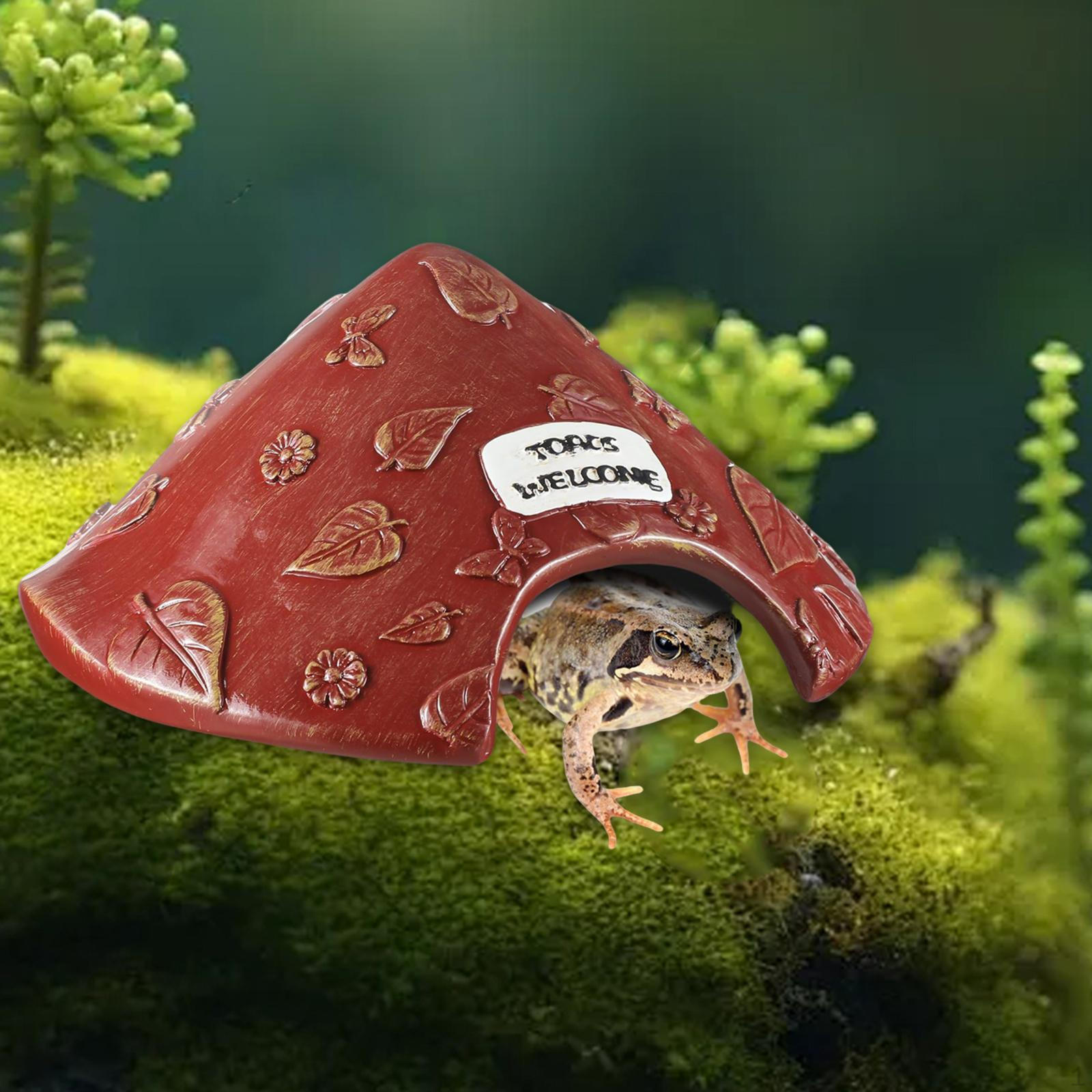 

House Garden Decor Sturdy Small Frog Hideout for Outdoor Aquarium Red Brown