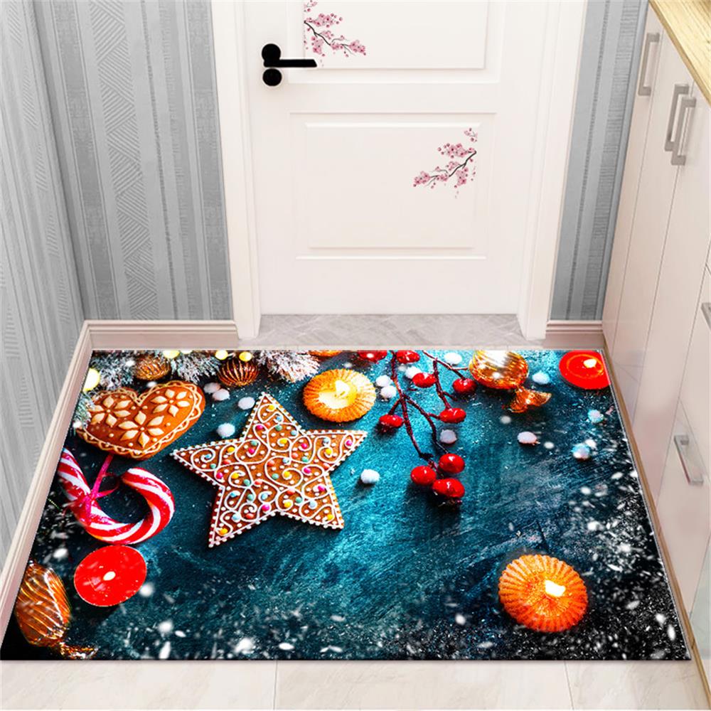 Merry Christmas and New Year Home Decoration Entrance Door Mat Balcony Corridor Living Room Bedroom Bathroom Anti-Slip Floor Mat