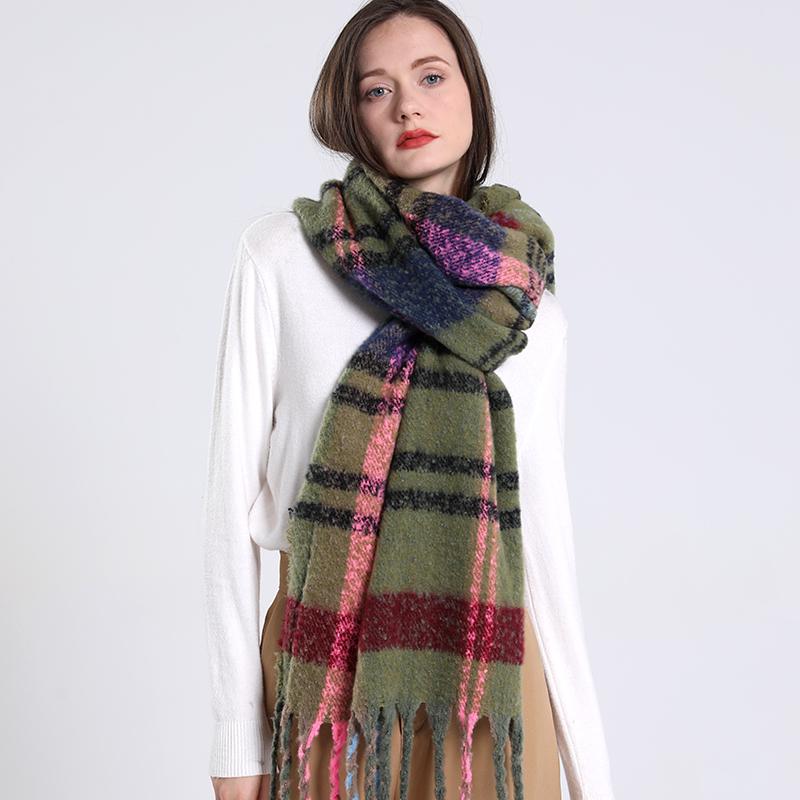NEW Luxury Cashmere Women Plaid Scarf Winter Warm Shawl and Wrap Bandana Pashmina Long Tassel Female Foulard Thick Blanket