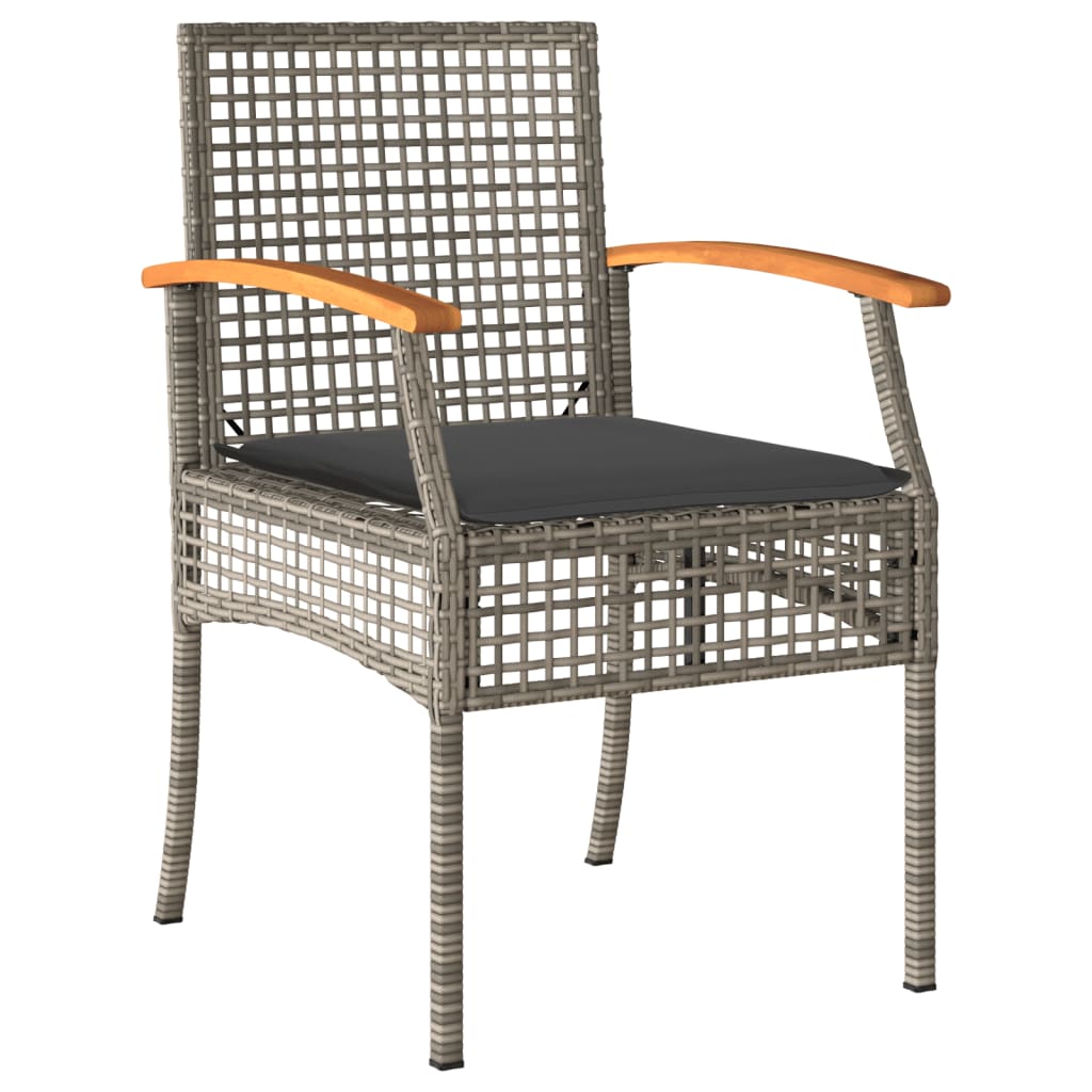 Vidaxl 5-Cz. Garden Furniture Set With Cushions, Grey, PE Rattan