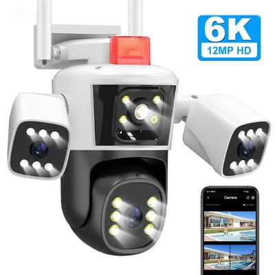 12MP 6K WiFi IP kamera Tři čočky Venkovní panoramatický výhled PTZ kamera Chytrá bezpečnostní ochrana Pouliční Wifi sledovací kamery
