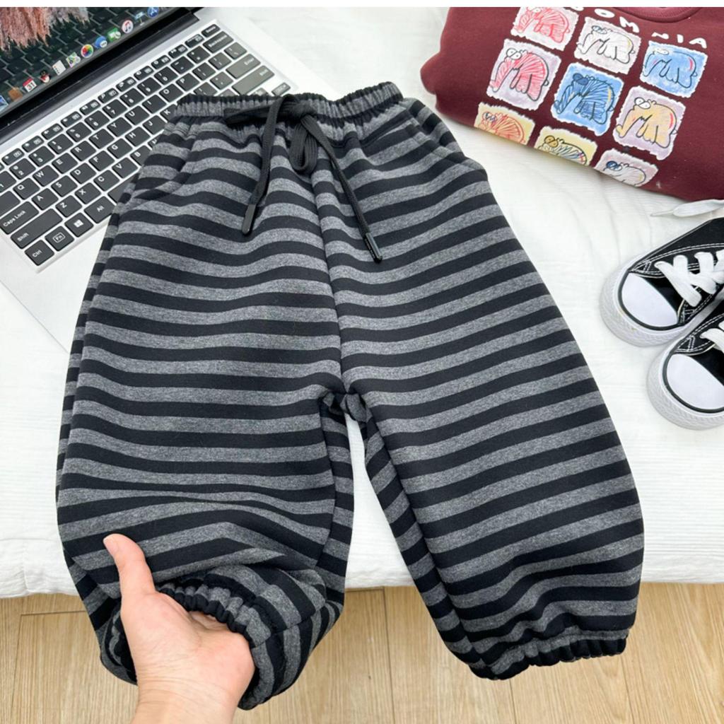 Children's 2025 Velvet-Lined Striped Sweatpants: Thick, Stylish, Versatile for Sports and Winter