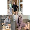 Korean Casual Hoodie Dress With Wrinkled Pencil Skirt Style For Autumn Women