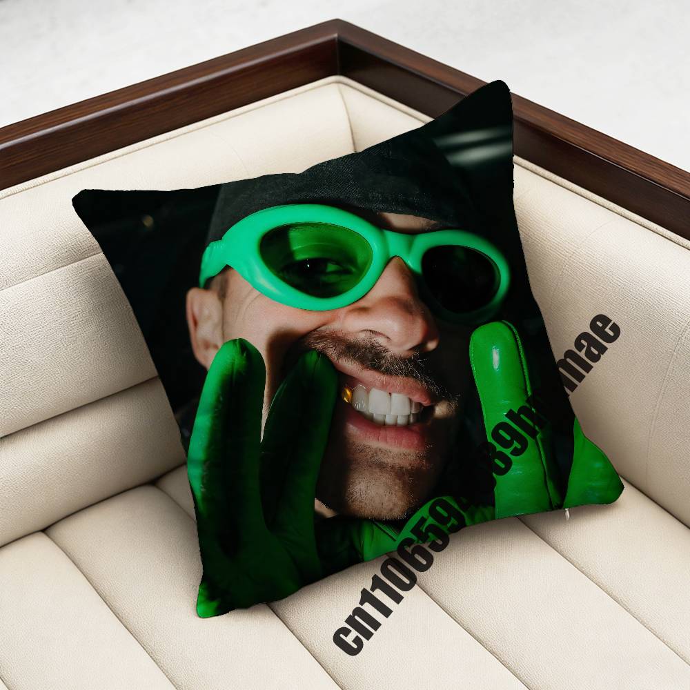 For F-Feid El Green Print La Saga Disc 4 Throw Pillow Case Sham 45X45Cm 35X35Cm Square Bedroom Pillowcase Cushion Cover