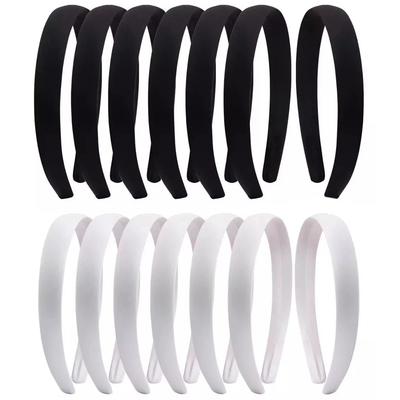 6pcs Simple Wide Headband for Girls & Women Black White DIY Craft Material Semi-Finished Hair Accessory  Cloth Headband