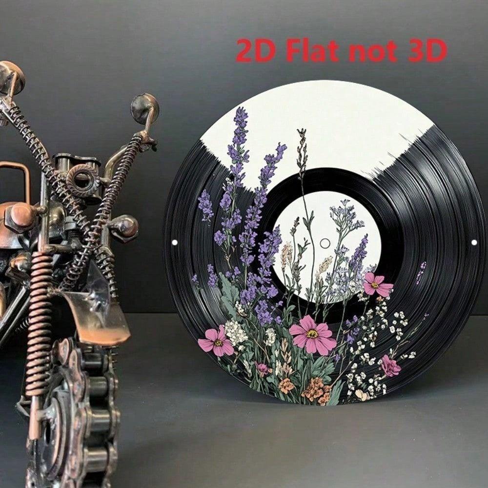 Metal Wall Art Vinyl Record Flower Poster Home Decor