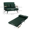 4-in-1 Velvet-Feel Double Sofa Bed, with Pillows - Green