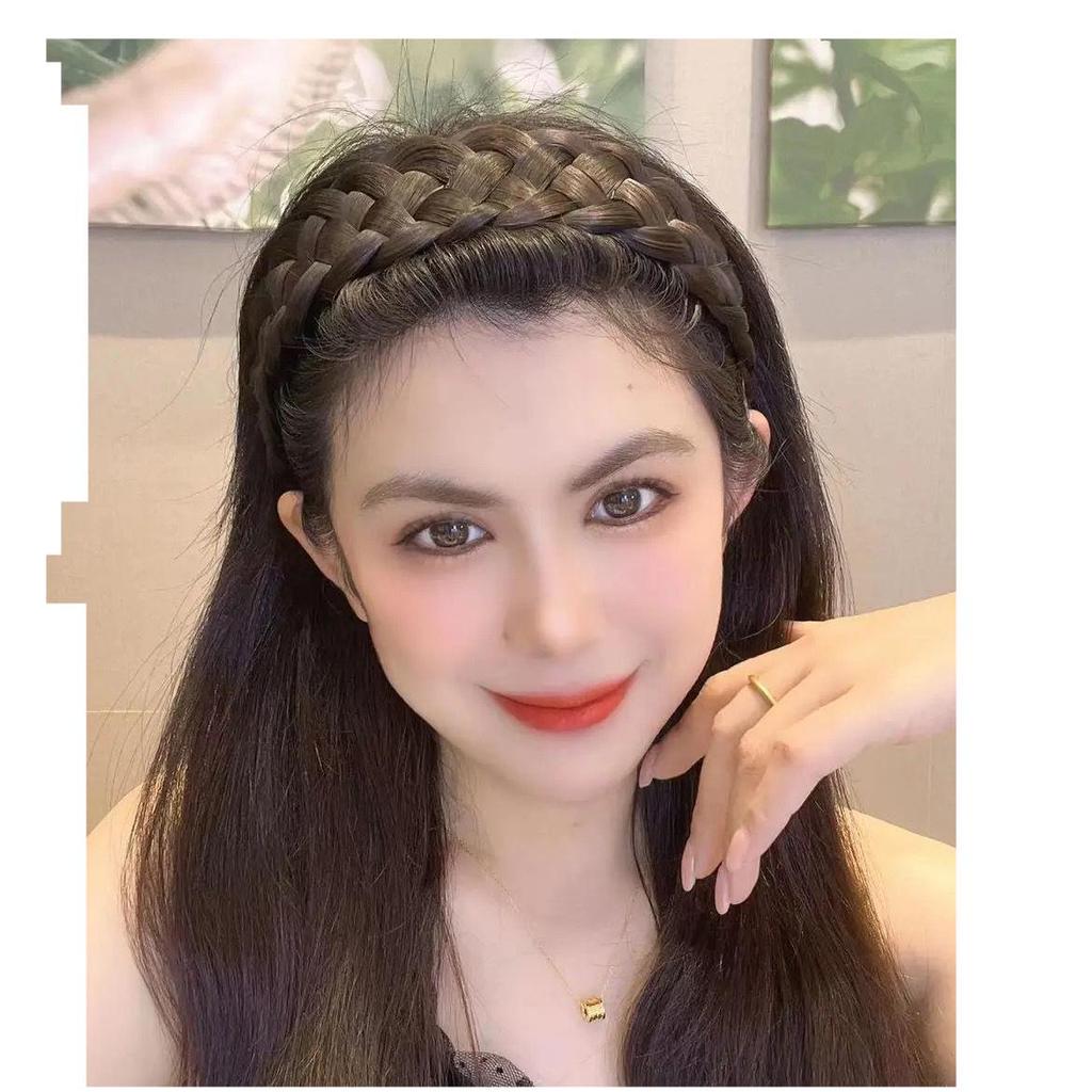 Five-Strand Braid Thick Wide Edge Handmade Fishtail Twist Headband for Women