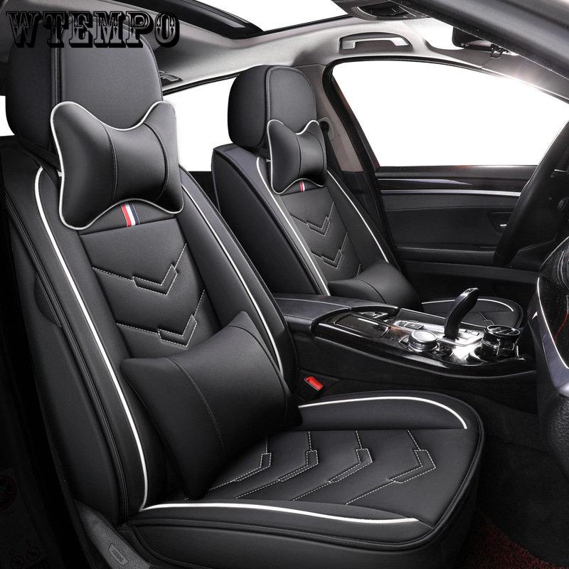Leder Autositzbezug, Der Vollständig Umhüllende Autositzschoner mit Kopfstütze Lendenkissen Universelle Passform