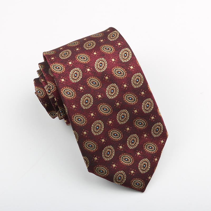 Burgundy Tie Men, Wedding Banquet Best Man Groom Host Festive Gentleman High-End Pattern Hand Tape 8Cm