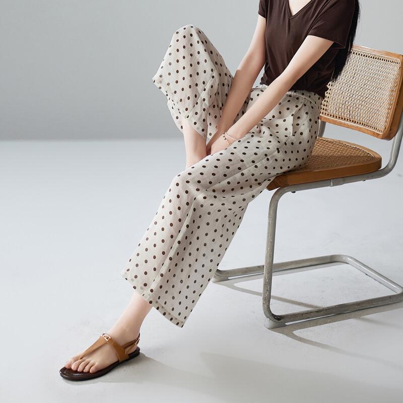SOFSIL 2026 Summer Polka Dot High-Waist Wide-Leg Cropped Pants