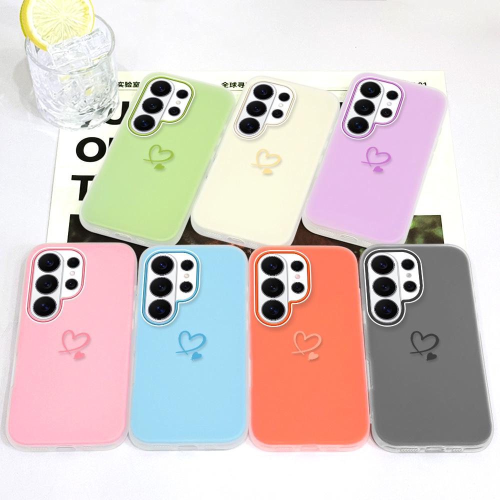 Simple Love Heart Phone Case For Samsung Galaxy S26 S25 S24 S23 Plus Ultra 5G Candy Colored Cover