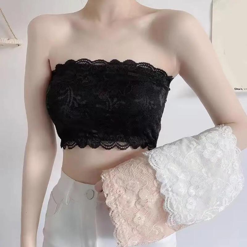 Summer Breathable Invisible Strapless Chest Lady's Sexy Strapless Crop Top Bra Comfortable Underwear Brassiere  Lace Tube Tops
