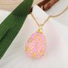 Bohemia Colorful Enamel Pendant Copper Necklace Pendant Chic Easter Egg Crystal Pendant  Ladies