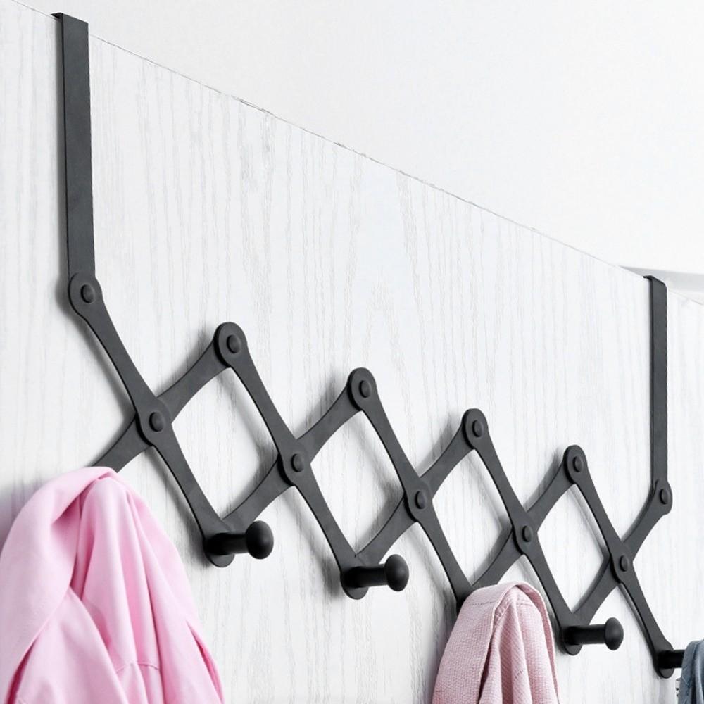 Durable Door Hanging Rack Silver Black Folding Door Hanger Practical Over Door Hook Space Saving