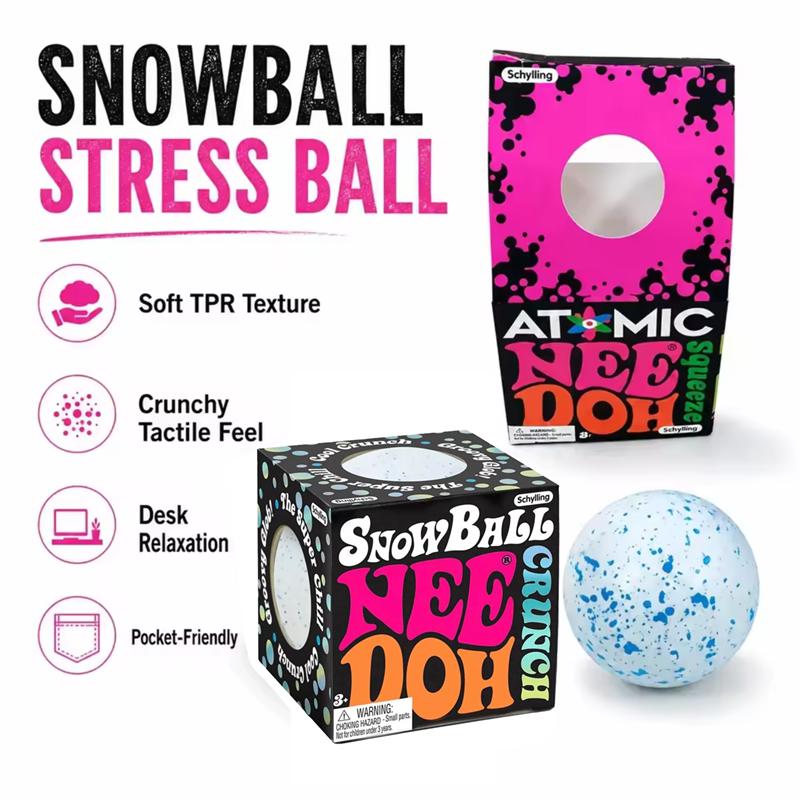 Needoh Snow Ball Crunch Squishy Fidget Sensory Toy Non-toxic Squeeze Flour Filling Stress Ball Anxiety Relief Toy for Autism