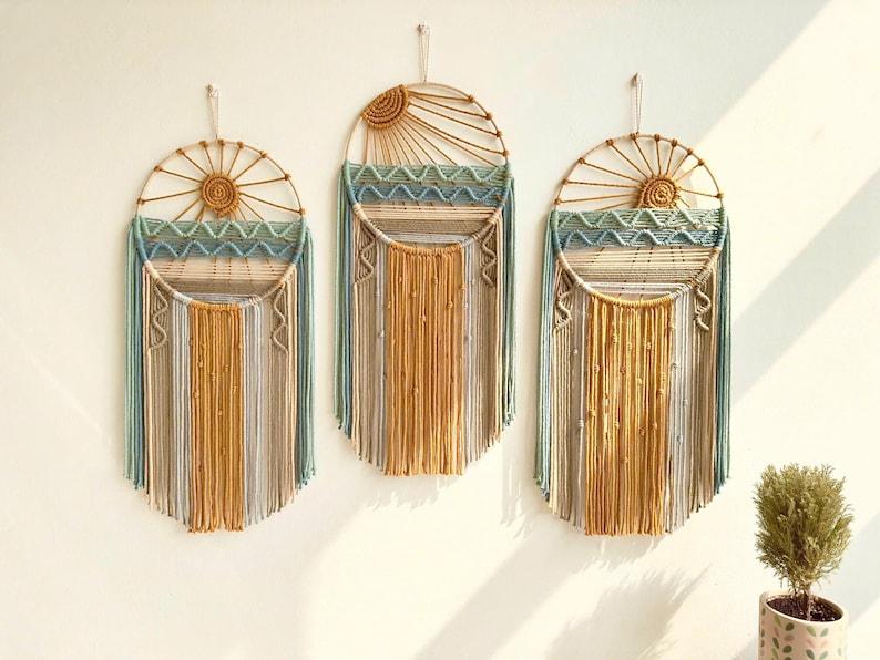 Macrame Sunrise Sunset Wall Hanging: Boho Beach Decor