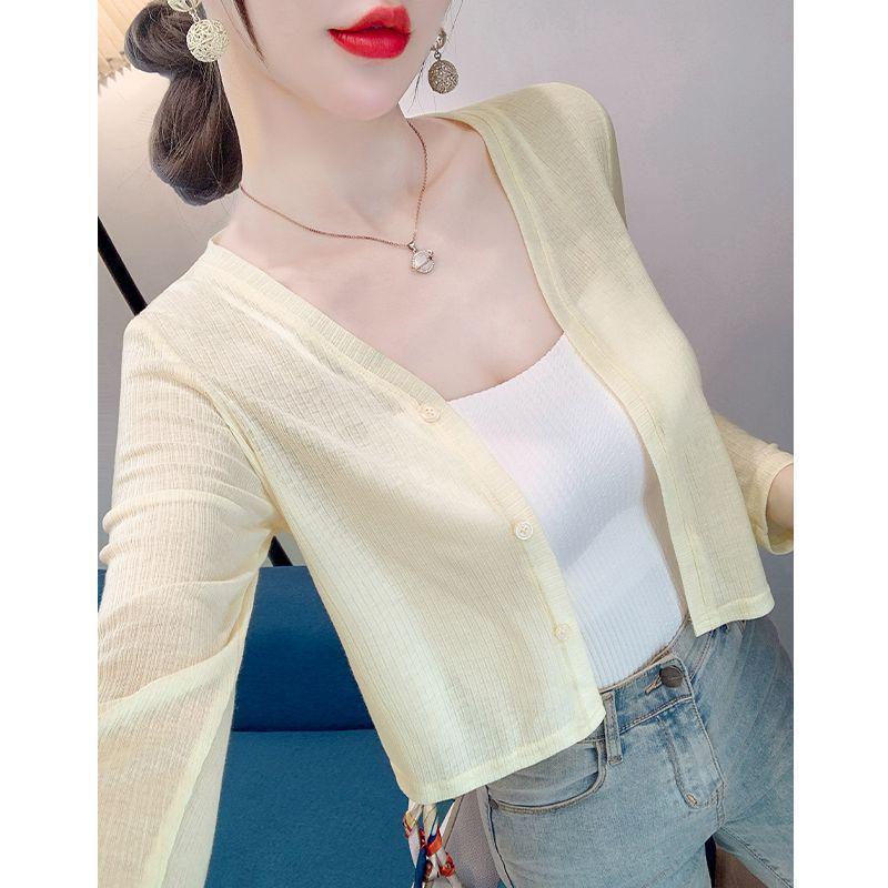 Summer Women's Knit Cardigan & Shawl Set with Long Sleeve and Suspender Dress