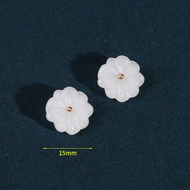 

Ретро-цветочные пуговицы Одежда династии Тан Чонсам Имитация нефрита Женская одежда Рубашка Рубашка Кардиган Пуговицы 5 #white + gold [15mm]