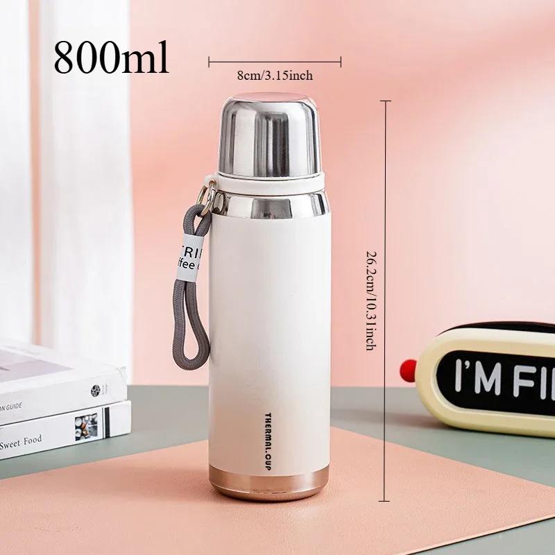 600ml/800ml Vacuum Insulated Bottle Portable 316 Stainless Steel Water Bottle Gradient Color Outdoor Leak-proof Gift Thermo Cup
