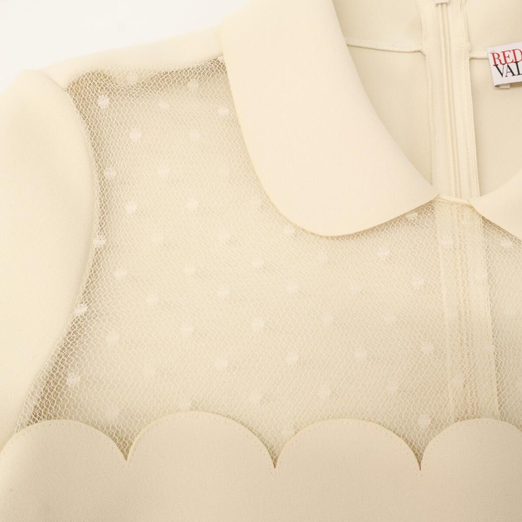 RED VALENTINO XR3VAD806AH Beige Lace Collared Dress dress 40 beigeUsed