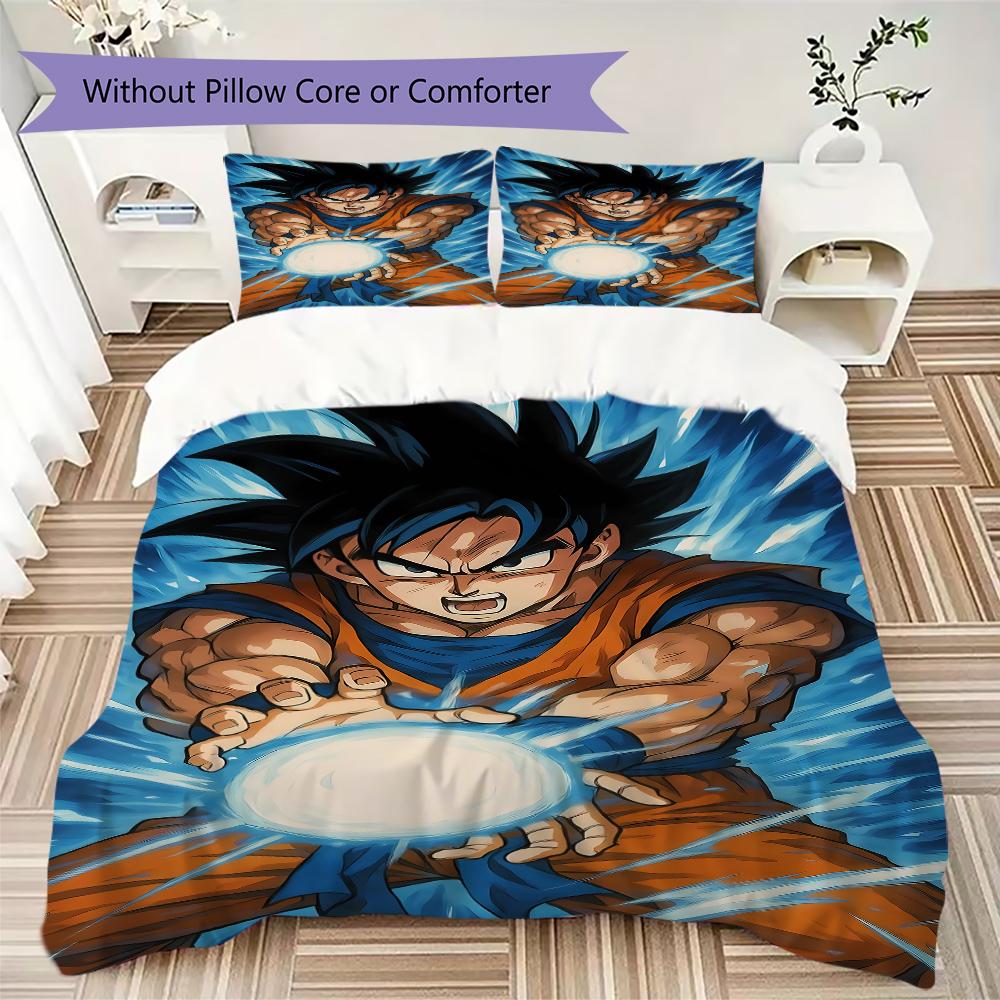 Son Goku Anime 3-teiliges Bettbezug-Set, Digitaldruck Bettwäsche, Ohne Füllung, Weiches Kinderzimmer Geschenk -HYQ29