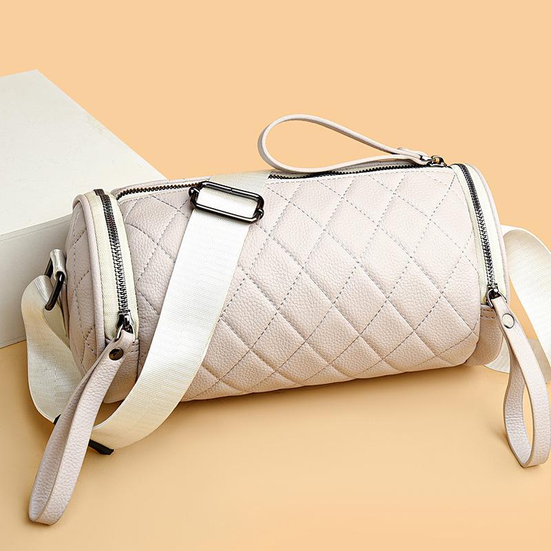 Spring and Summer New High-end Diamond Grid Crossbody Bag, Women's Versatile Single Shoulder Crossbody Cylindrical Bag, Pillow Bag