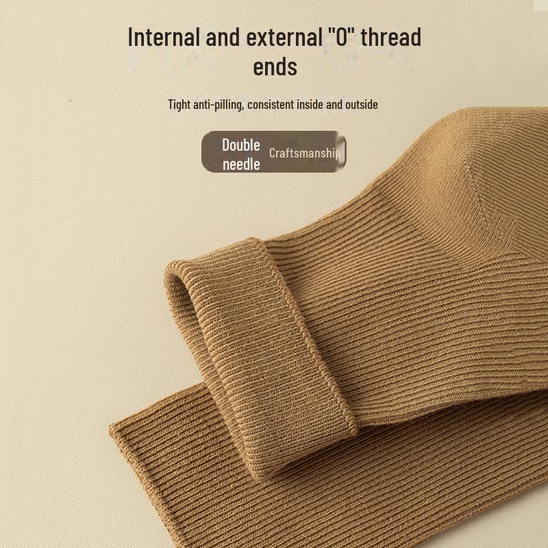 "Women's Medium-Length Cotton Socks: Boneless, Solid Color, Perfect for Spring and Autumn. Casual, Slim Fit, Ideal with Small Leather Shoes."