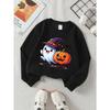 Girls' Halloween Long-Sleeve Sweatshirt, Round-Neck Fun Print Casual Top, Kids' Autumn Clothing, Suitable for Trick-Or-Treat Parties And Halloween