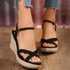 Damen Sandalen Modische Keilsandalen Sommer Lässig Outdoor Strandschuhe Peep Toe Plateau Damenschuhe Hoher Absatz Schnallen Sandalen