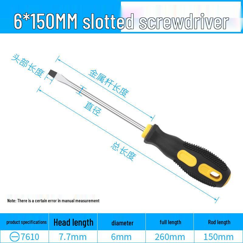 8-Inch Extra Long Phillips & Slotted Screwdriver Set—Hammerable Household Hardware Tools