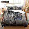 Boys Wolf Duvet Cover Set Queen Size, Boho Wolf Wildlife Animal Bedding Set Men Galaxy Dream Catcher Moon Polyester Quilt Cover