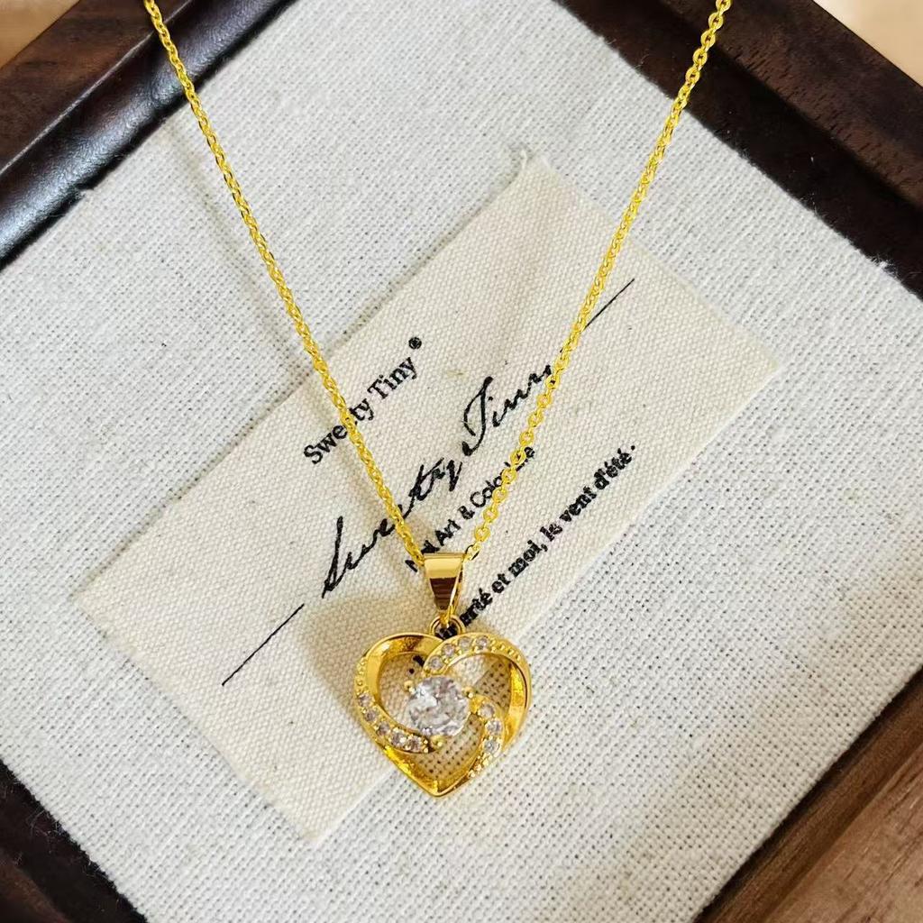 6.5mm Gold Plated Heart Shaped Moissanite Pendant Necklace D VVS1 Exquisite Fine Jewelry For Women