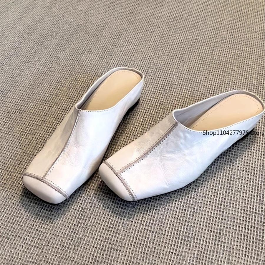 Fashion Women Slippers Flats Slingback Shoes Fashion Leather Mules Shoes Woman Spring 2025 Trend Designer Casual Cozy Zapatillas Mujer