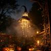 Halloweenska dekorácia na schody Osvetlený čarodejnícky klobúk Závesný zvonkohra, LED žiariaca dutá ozdoba s párty rekvizitami Hviezdicové strapce, Čarodejnícky klobúk, Veranda