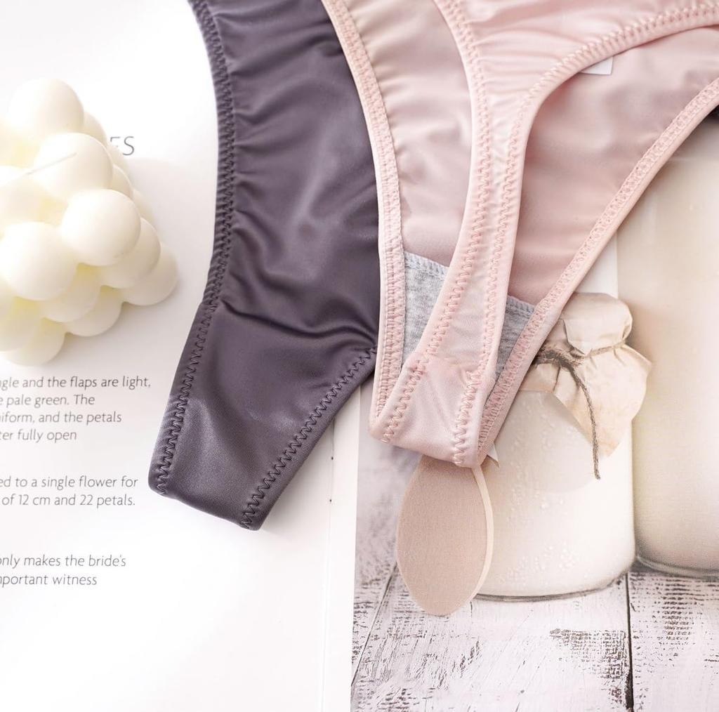 NICE SELECTION Panties with Sexy Satin Crotchless Women's T-Back Chains, Lingerie, (L, WHITE)