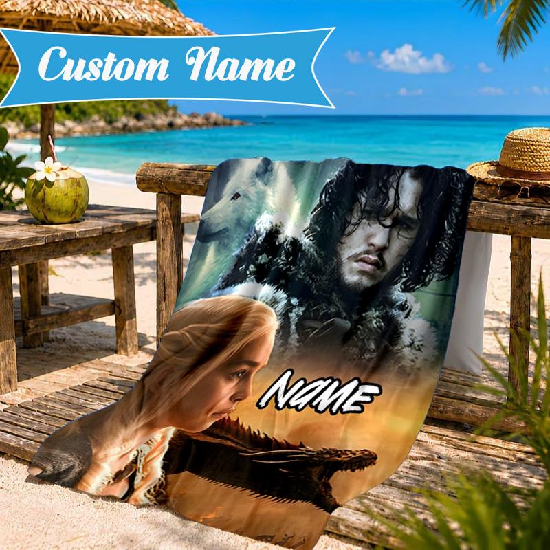 Custom Name Game Dragons Heroes Unite Beach Towel Microfiber Beach Towel, Lightweight and Quick-Dry, for Summer Travel, Swimming Pool Gift