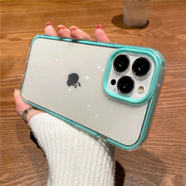 2 In 1 Frame Transparent Acrylic Phone Case For Iphone 13 12 11 Pro Max Xr X Xs Max 14plus Soft Silicone Shockproof Cover Case