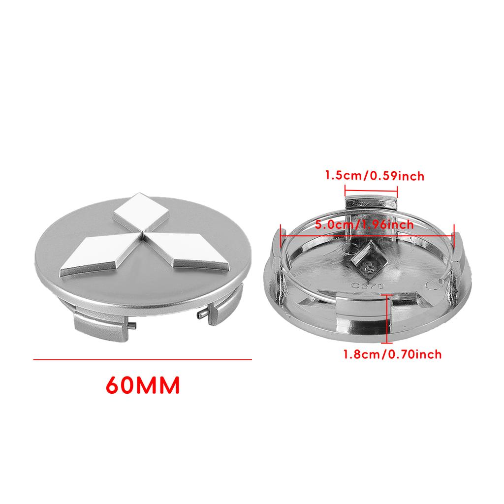 4 Piezas Tapas Centrales de Rueda para Coche Cubiertas de Tapacubo Automático Accesorios Para Mitsubishi Ralliart Lancer EX Outlander ASX Competition Mirage