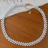 Vintage High-Quality High-Gloss Artificial Australian White Pearl Woven Necklace Evening Chain Collarbone Chain