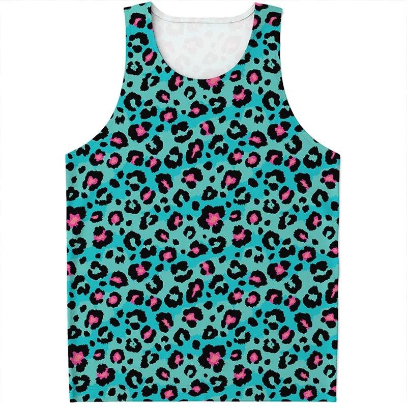 Unterhemd 3D-Druck Leopard Tanktop Für Herren Sommer Lässig Ärmelloses T-Shirt Tierhaut Grafik Sporttops