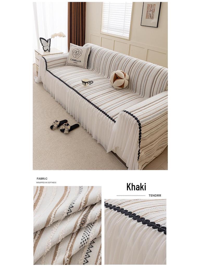 2025 Universal-Sofabezug aus Chenille: Rutschfest, Cremefarben, Vier Jahreszeiten, Einteilige Decke