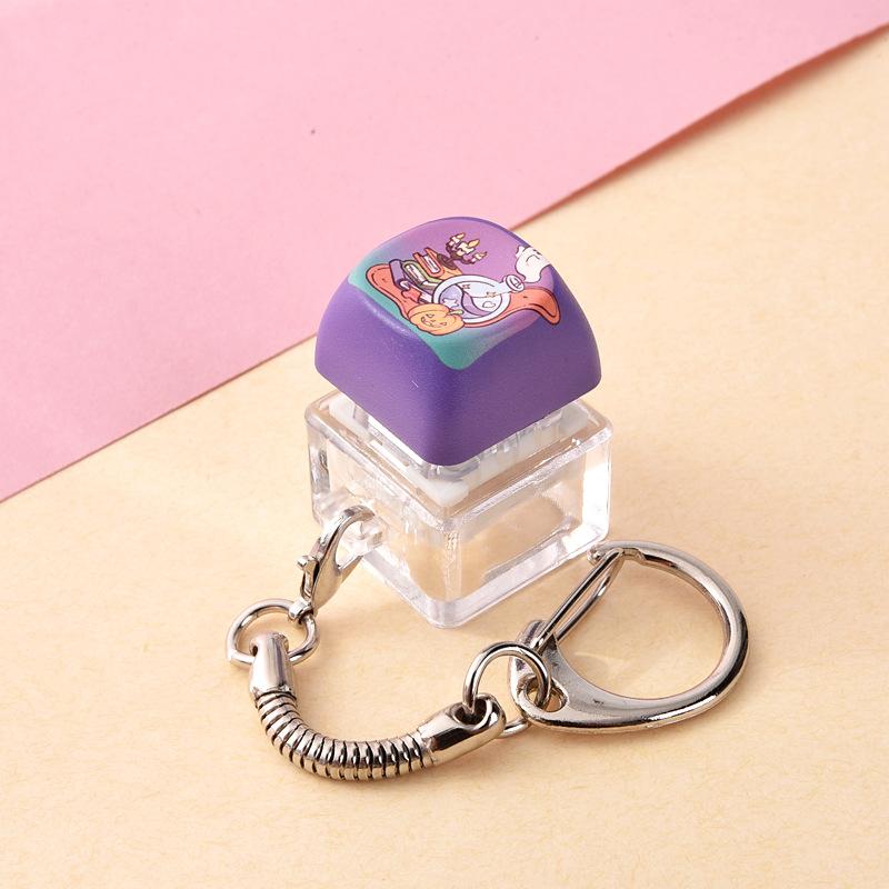 Halloween Mechanical Keycap Keychain, Portable Fidget Finger Toy Pressable Button for Office Travel Anxiety Relief Party Favor