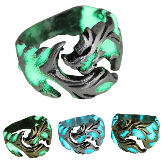 Luminous Ring Eye-catching Rust-proof Glowing Men's Dragon Shaped Ring