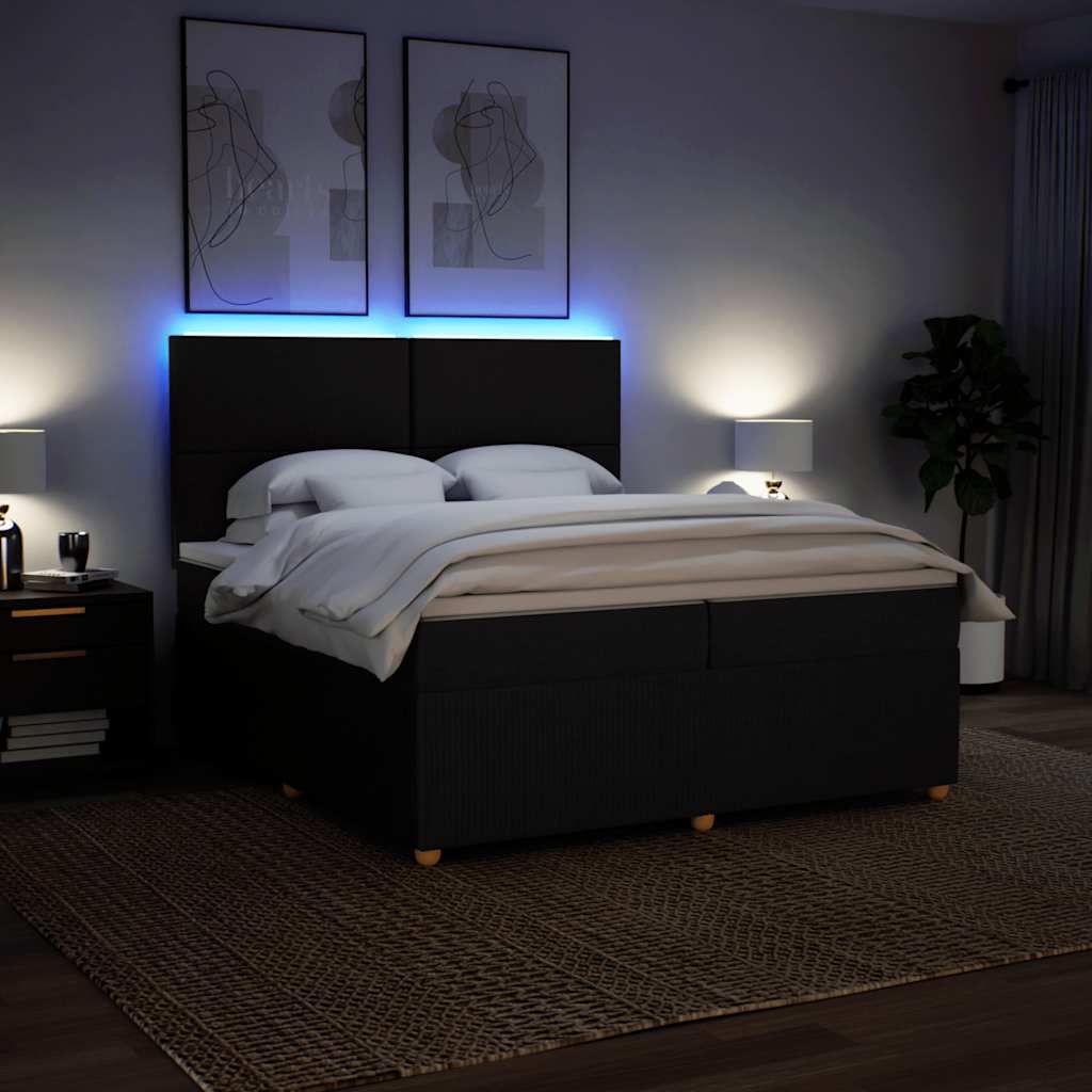 Vidaxl Continental Bed With Mattress, Black, Fabric, 200X200 Cm