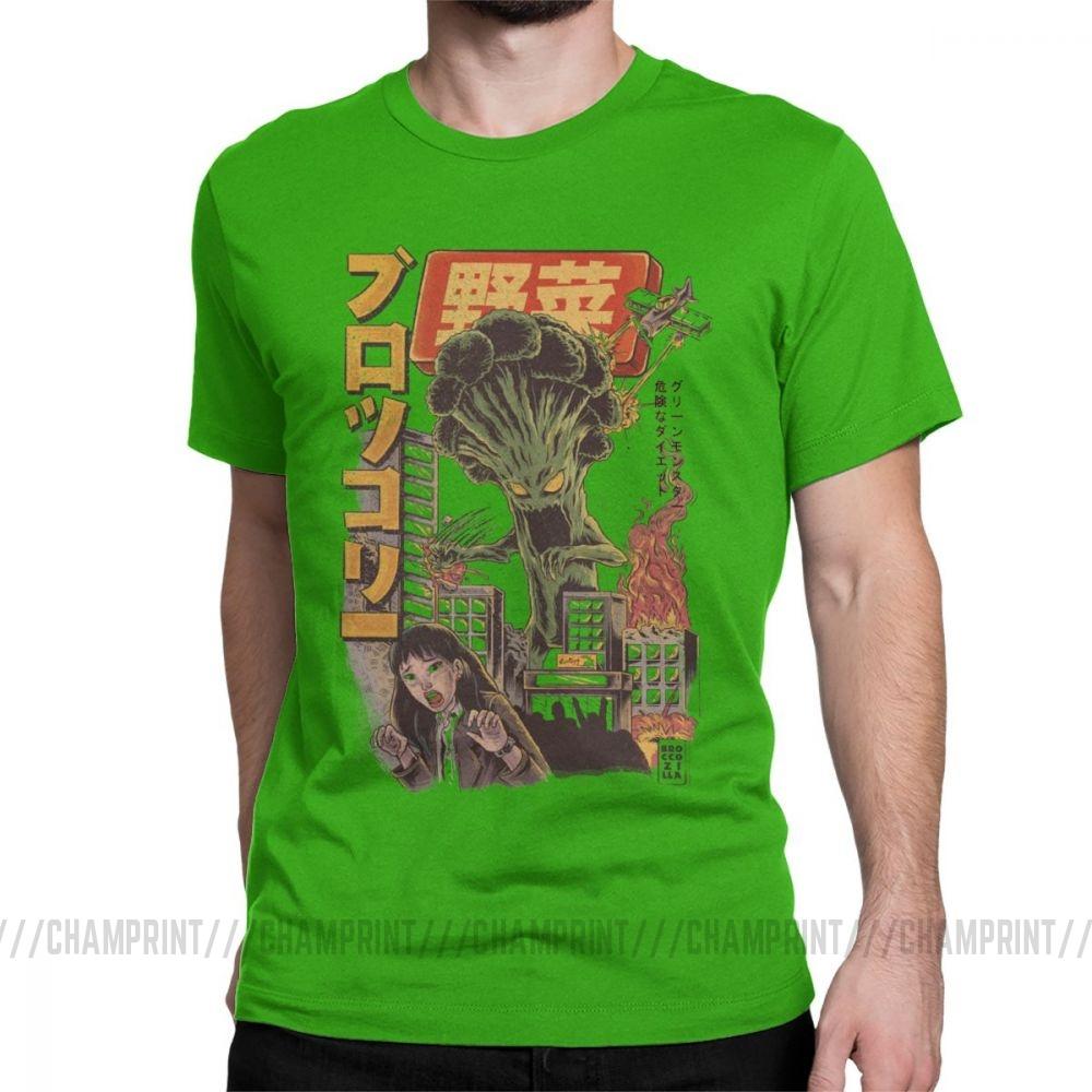 Giant Mushrooms Monster Clothes Demon Broccozilla T Shirts For Men Broccoli Funny Japanese Anime T
